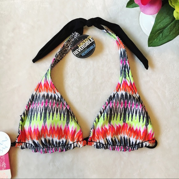 Hula Honey Reversible Print Triangle Top - Picture 2 of 4